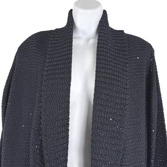 St. John Open Front Cardigan Sweater Womens Small Navy Blue Sequins CJ-2219 - Picture 3 of 9